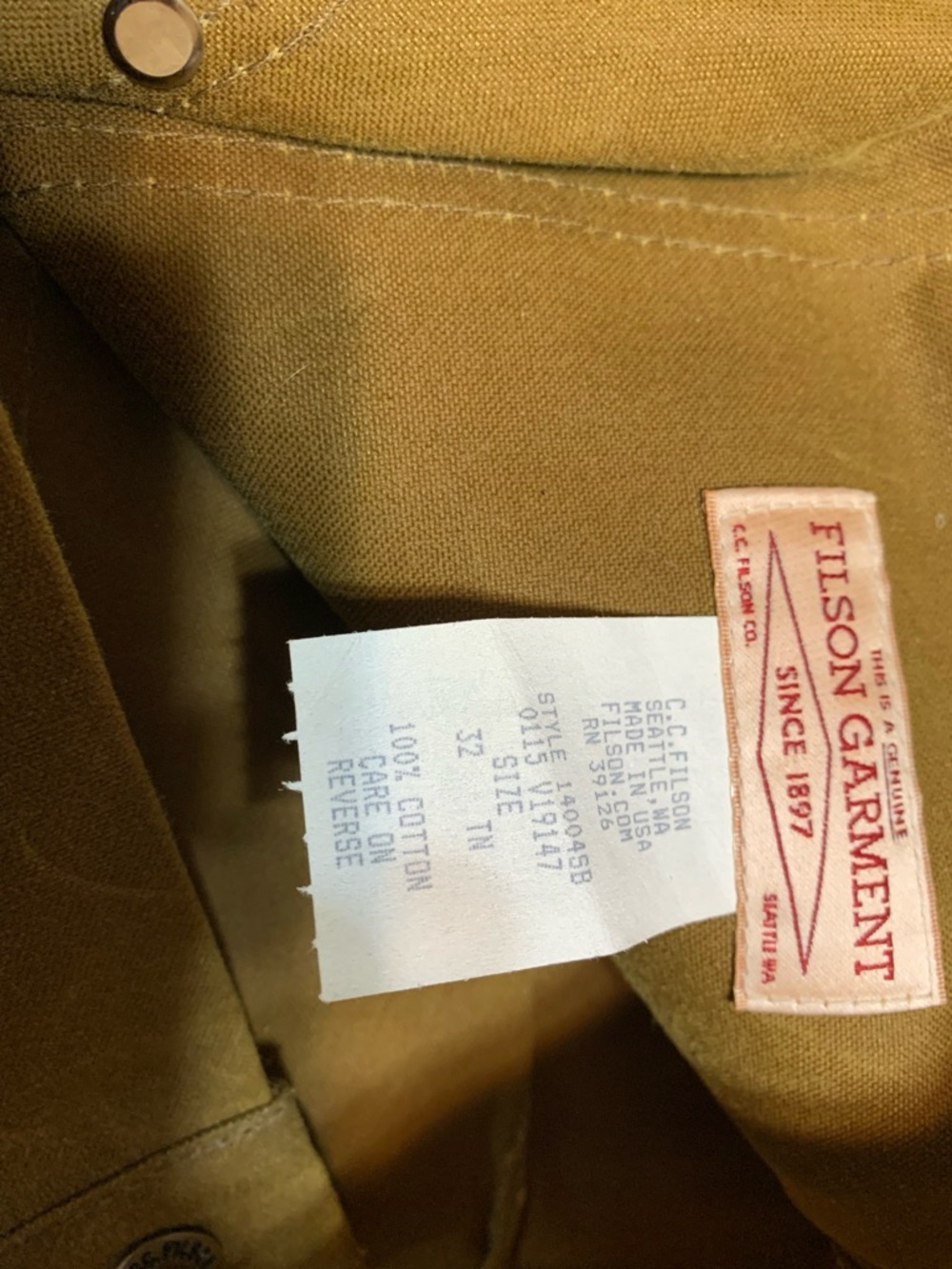 Filson oil finish double tin cloth work pants - Picture 8 of 8